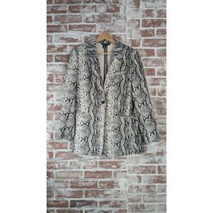 Peace & Cloth Women's Snakeskin Print Blazer Faux Animal Print Statement L